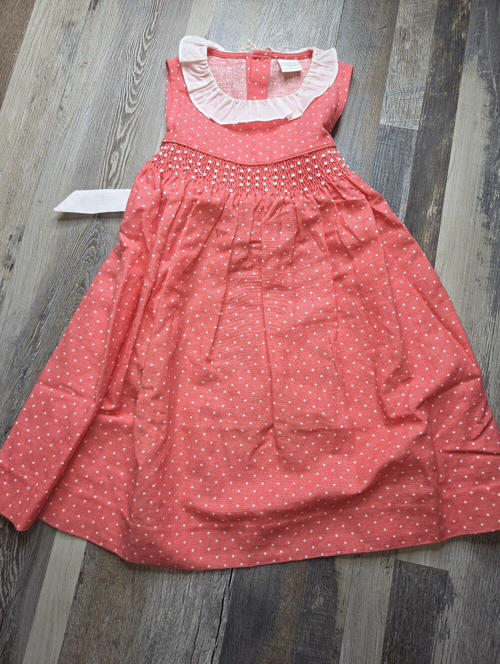 Edgehill Collection 3T Dress Apron Tie Smocked Polka Dot